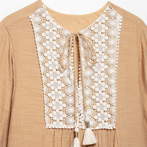 SHENZHU Nouvelle Collection Printemps 2025 Robe Courte Femme Tendance <span class=keywords><strong>Su</strong></span> Sui à Lacets Broderie Contrastante Confortable Manches Longues Col en <span class=keywords><strong>V</strong></span> 3897093 - Product Image 3