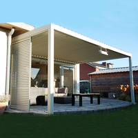 Pergola bioclimatique motorisée en aluminium avec lames orientables, résistante aux intempéries, pour jardin, terrasse, avec chauffage, finition thermolaquée