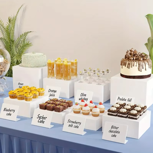 Présentoirs de <span class=keywords><strong>Buffet</strong></span> en Acrylique <span class=keywords><strong>Blanc</strong></span> Personnalisés, Ronds, Carrés, Cubiques, pour Service Traiteur, Mariages, Hôtels, Décorations de Noël - Product Image 2