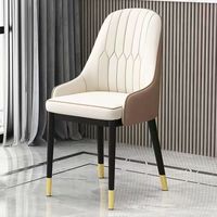 Chaise de salle à manger moderne de luxe haut de gamme avec pieds en fer et dossier confortable en cuir, idéale pour la maison, les loisirs et les salons de café