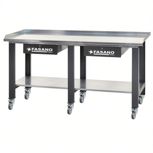 Banco de trabajo Fasano Tools de 72 pulgadas con superficie de acero, cajón y estante, mesa de taller móvil - Product Image 2