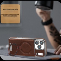 Funda Magnética de Cuero de Lujo para iPhone 17 11 12 13 14 15 16 Pro Max 17 Air con Protección de 360° °   Funda a prueba de golpes con soporte de anillo metálico