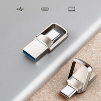 Clé USB 3.0 Type C rotative 2-en-1 en métal avec porte-clés, clé mémoire OTG, vente en gros, gravure de logo personnalisée