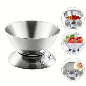 Báscula de Cocina Digital Multifunción Camry, de Acero Inoxidable, con Tapa y Recipiente Grande, Capacidad de 5 kg, Funciona con Batería - Product Image 4
