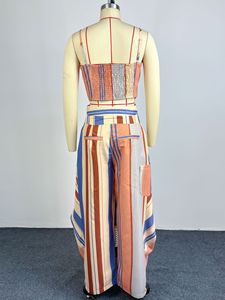 Ensemble <span class=keywords><strong>deux</strong></span> <span class=keywords><strong>pièces</strong></span> pour <span class=keywords><strong>femme</strong></span> STOCK Print, débardeur à lacets et pantalon large, tenues de créateur, tailles S-XL - Product Image 4