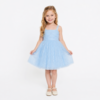 Robe de princesse en tulle pour filles, à bretelles spaghetti, longueur genou, motif étoile pailleté, respirante, idéale pour les fêtes d'été et les vacances