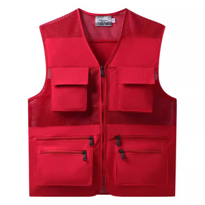 เสื้อกีฬากลางแจ้งหลายกระเป๋า ซิปตาข่ายสีดำ ชุดทำงาน ใยโพลีเอสเตอร์บาง - Product Image 2