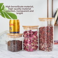 Bocaux de conservation triangulaires en verre de haute qualité avec couvercle en bambou, transparents, légers et imprimés, pour thé et céréales
