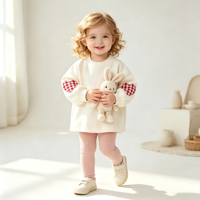 Sweat-shirt décontracté à col rond avec patchs en forme de cœur pour enfants, garçons et filles, tenue d'automne et d'hiver