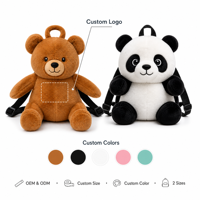 Ensemble de sacs à dos en peluche personnalisés Ours et Panda, 2 tailles pour unisexe et poupées de 18 pouces, sac animal en peluche, OEM ODM, logo personnalisé