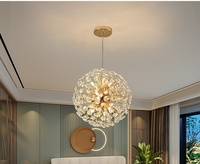 Lustre moderne pissenlit ciel étoilé lustre en cristal de luxe chambre nordique créatif fleur suspension