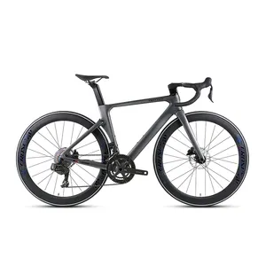 2023 new 700C carbon fiber road bike with electronic wireless shifting 50MM carbon wheels hydraulic disc road bicycle