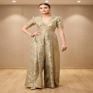 Robe de mariée style Punjabi, longueur ras du sol, en velours et dentelle, pour mère de la mariée, avec traîne, pour femme enceinte, grande taille, silhouette trapèze - Product Image 3