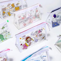 Sac à crayons en PVC personnalisé classique avec logo, étui à crayons transparent en PVC, trousse scolaire pour enfants, étui pour étudiants, garçons et filles