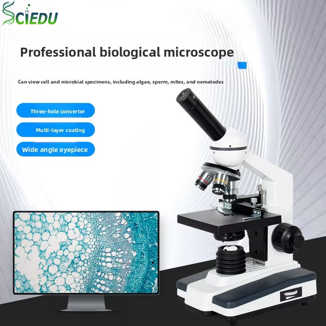 SCIEDU Monocular Biological Microscope LED Light Student Teaching Laboratory Experiments Cell Observation Microscope