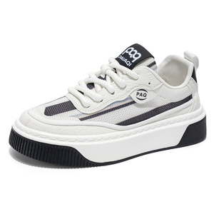 Baskets blanches pour femme, nouvelle collection été 2026, style plateforme à talon épais, chaussures pour femme pour tenue décontractée et sportive - Product Image 1