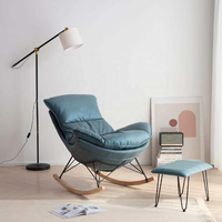 Fauteuils à bascule d'extérieur modernes en tissu XY, avec coussin gris et blanc en bois, pour adultes