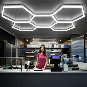 Éclairage LED hexagonal, lumière en nid d'abeille pour garage, zone <span class=keywords><strong>de</strong></span> lavage, luminaires hexagonaux pour garage, résistants à l'eau - Product Image 4