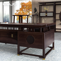 Style chinois luxe PDG bureau en bois massif à la main mortaise Tenon Structure Durable écologique bureau bureau fond armoire