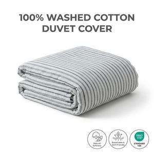Housse de <span class=keywords><strong>couette</strong></span> 100% coton lavé, ensemble de literie rayé minimaliste pour lit simple, queen ou king size, textile de maison, 200TC, couvre-lit INS - Product Image 5