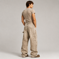 Fabricant OEM en gros de jeans baggy pour hommes, personnalisés, effet délavé, coupe oversize à jambe large, en denim de coton épais, style streetwear