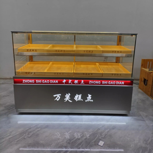 Vitrines à pâtisserie, <span class=keywords><strong>vitrine</strong></span> réfrigérée <span class=keywords><strong>d</strong></span>'<span class=keywords><strong>angle</strong></span> <span class=keywords><strong>en</strong></span> <span class=keywords><strong>verre</strong></span> neutre, éclairage LED, écologique, durable, dimensions personnalisables - Product Image 4