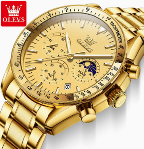 Montre sport chronographe à quartz 3618 Fashion pour femme, Moonswatch, calendrier, acier inoxydable, bracelet 20 mm, étanche - Product Image 3
