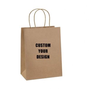 Bolsa de Papel Kraft Reciclable con Asa para Compras, Regalos y Artesanías, con Logotipo Personalizado y Certificaciones CE, para Restaurantes - Product Image 1