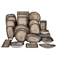 Vaisselle en mélamine à motif marbré - Assiettes en mélamine marron ombré et rouge voile pour la maison et la restauration