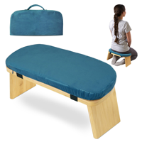 Banc de méditation pliant moderne et contemporain avec coussin en velours, sac de transport, tabouret en bambou, siège de prière Seiza pour salon, voyage et maison