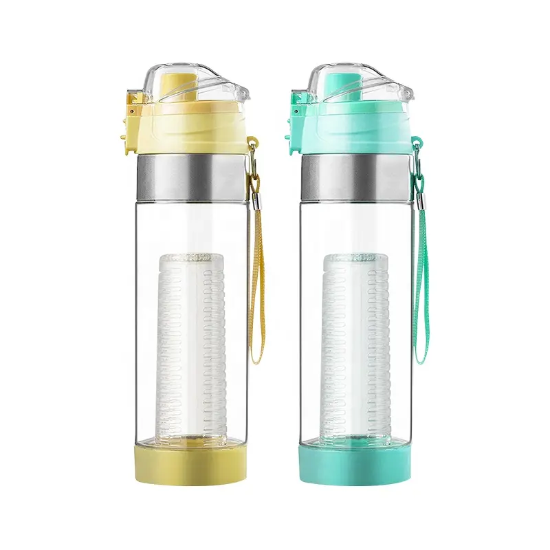 Household Portable durable water bottle Creative Plastic 700ml drinking lemon outdoor exercise water convient tritan bottle