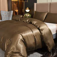 Parure de lit de luxe en satin microfibre polyester de qualité supérieure, ensemble de draps et housse de couette en satin, vente en gros d'usine