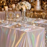 Nappe en PEVA blanche irisée, imperméable, jetable, rectangulaire, en plastique, pour événements et banquets en gros