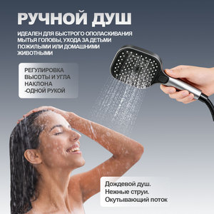 ชุดก๊อกน้ำฝักบัวสแตนเลสสีเทาปืนสไตล์โมเดิร์นสำหรับห้องน้ำ - Product Image 4