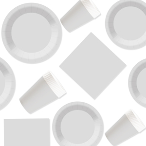 DAMAI - Juego de Vajilla Desechable de Papel Blanco para Fiestas, Platos de 7 y 9 Pulgadas, Vasos de Papel y Servilletas - Product Image 2