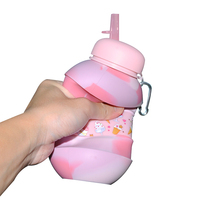 Bouteilles d'eau réutilisables de 19oz en silicone pliables mignonnes de style glace pour enfants pour le sport, la salle de sport et les voyages