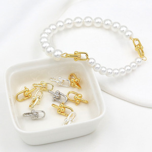 U-Shaped Spring <b>Buckle</b> Jewelry Connector 14K Gold Plated Silver Copper DIY Findings B79 - Product Image 4