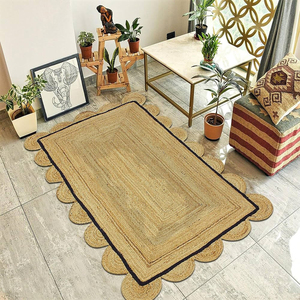 Tapis en jute tressé rond ovale, tapis en jute traditionnel fait main pour table à manger, cuisine et patio, fibre naturelle - Product Image 6