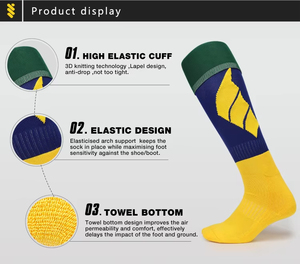 Custom Men's Summer Soccer Knee <b>Socks</b> – Non-Slip Breathable Sweat-Absorbent with Cuff/Body Logo - Product Image 6