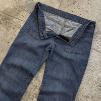 Jean évasé vintage personnalisé pour homme, taille mi-haute, denim délavé foncé, style rétro années 70, tissu extensible, pantalon évasé, OEM
