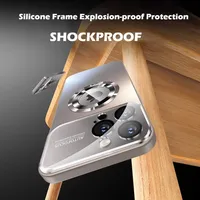 Protection d'objectif en verre pour iPhone 17 Pro Max, coque antichoc en verre AG mat avec grande fenêtre pour iPhone 16 Pro, 15, 14, 13 Pro Max