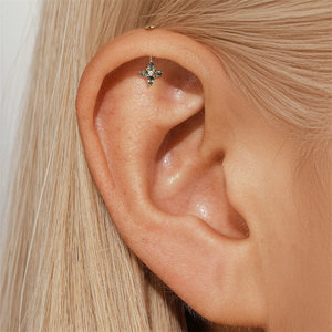 Clous d'oreille en argent sterling 925 avec agate naturelle ronde, dos plat, 1,2*6 mm - Product Image 4