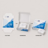 Boîte Cadeau Blanche et Bleue Géométrique avec Échelle Intelligente, Impression Personnalisée, Rigide, à Rabat, Recyclable, Vente en Gros Direct Usine, Emballage Plat