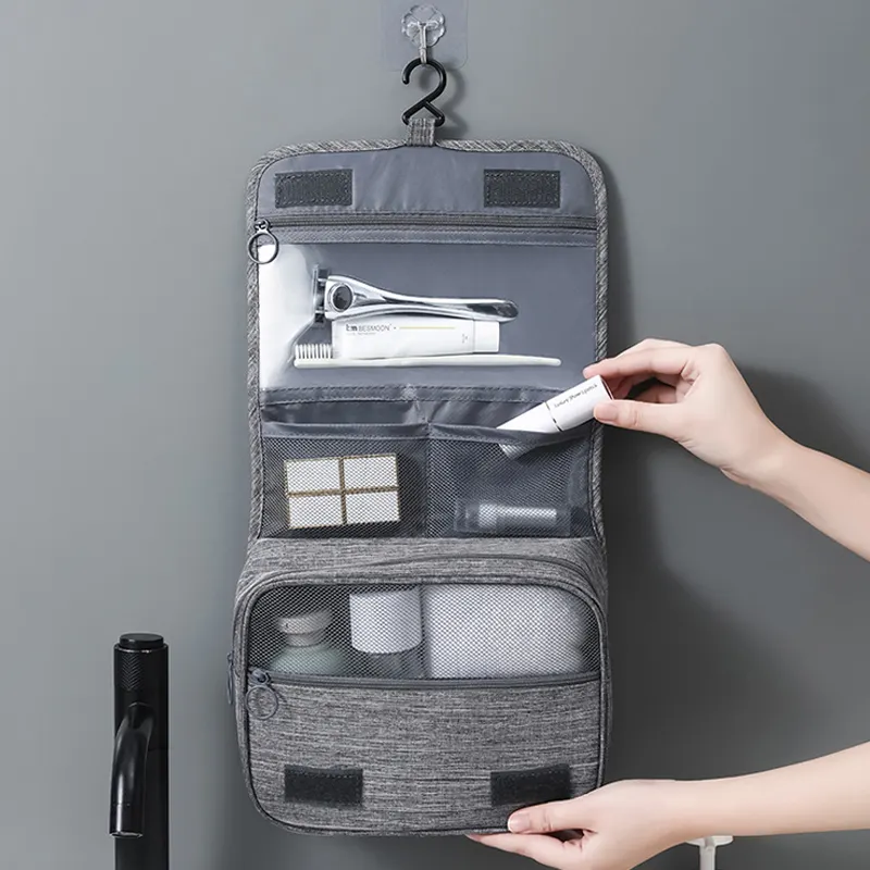 हैंगिंग ट्रैवल टॉयलेटरी बैग ऑर्गनाइज़र हाइजीन डोप किट हुक एक्सेसरीज़ के साथ बाथरूम मेकअप कॉस्मेटिक बैग कस्टम लोगो