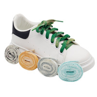 Coolstring Lacets plats épais en plastique/polyester de 8 mm, faits à la main, teints par nouage, couleur vintage délavée, longueur et couleur personnalisables