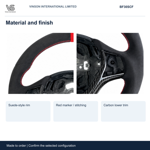 Suede Style Bare Steering Wheel Rim for BMW F30 F31 F32 Red Stripe Carbon Lower Trim BF30SCF - Product Image 3