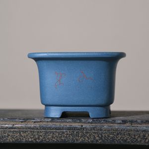Maceta Cuadrada de Zisha, Hecha a Mano, de Arcilla Pintada, con Borde Acampanado, Tipo Calamus - Product Image 2