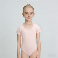 Justaucorps de ballet à manches courtes en coton et élasthanne pour filles, avec taille élastique, pour l'entraînement de danse - En stock