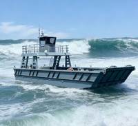 Bateau de travail en alliage d'aluminium de 14 m (46 pieds) avec capacité de 12 tonnes, barge de transport de marchandises rapide, bateau de débarquement pour les trajets entre les îles, à vendre