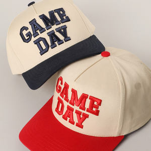 หมวกเบสบอลปักลายวันแข่งขันแบบกำหนดเอง หมวกแก๊ปวินเทจสองสีแบบ Snapback สำหรับทีมกีฬา กิจกรรมแฟนคลับ - Product Image 2